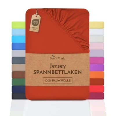 Afbeelding van NatureMark Jersey hoeslaken, 100% katoen in vele maten en kleuren, merkkwaliteit Oeko Tex Standard 100 140 x 200 cm 160 crème/naturel