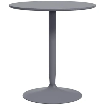 Afbeelding van HOMCOM Esstisch, Runder Küchentisch, Moderner Esszimmertisch für 2 Personen, Bartisch mit Stahlbein, Rutschfester Fußauflage, kleine Räume, Wohnzimmer, Ø70 x 75 cm, Grau