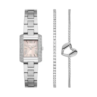 Afbeelding van Michael Kors dames Emery horloge en armbanden set van 3 MK7514SET in de kleur Zilver