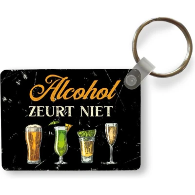 Afbeelding van Sleutelhanger Alcohol Glazen Tekst Uitdeelcadeautjes Plastic Vaderdag cadeau Geschenk Cadeautje voor hem Tip Mannen