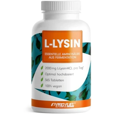 Afbeelding van L Lysin tabletten 365x optimaal hoge dosis met 2000 mg lysine HCL per dag, waarvan 1600 pure essentieel aminozuur uit fermentatie 100% veganistisch laboratorium getest