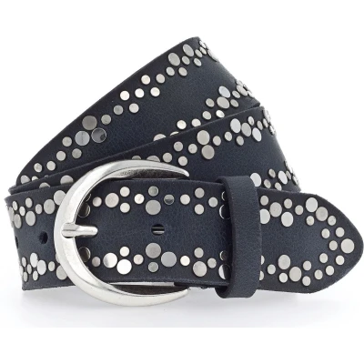 Afbeelding van Vanzetti Leren Riem 40mm Rivet Belt W100 Navy Donkerblauw