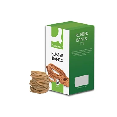 Afbeelding van Q Connect Elastiekjes No.75 101,6 x 9,5mm 500g KF10560, geelbruinbeigegrijs