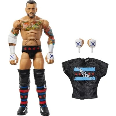 Afbeelding van Mattel WWE Elite Collection CM Punk verzamelfiguur Series 115, actiefiguur met verwisselbare handen, speelgoed voor kinderen, 8+ jaar, JCH99