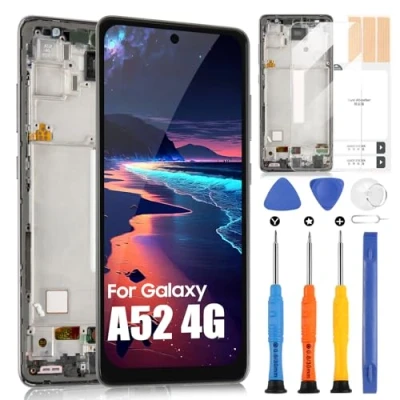 Afbeelding van OLED LCD scherm voor Samsung Galaxy A52 4G A525 SM A525F A525M A525F/DS A525M/DS display digitizer touchscreen montage met reparatieset (zwart frame, 6,5 inch)