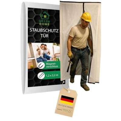Afbeelding van Green Home Stofdeur magneet (vlies) bouwdeur met magnetische sluiting 1,20 x 2,20 m incl. dubbelzijdig plakband
