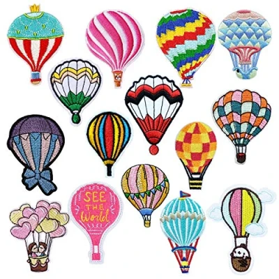 Afbeelding van Woohome Heteluchtballonpatches om op te strijken, 15 stuks patchstickers voor kleding, bloemen, applicatie, patches kinderpatches doe het zelf T shirt, jeans, tassen
