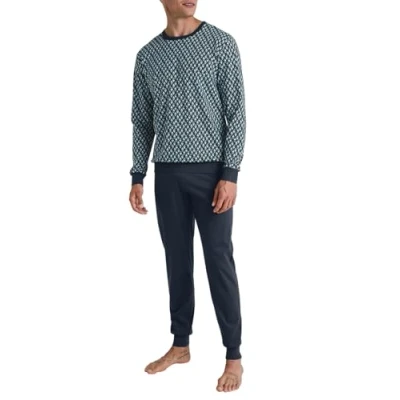 Afbeelding van Calida Relax Streamline pyjama met manchetten, voor heren, van 100% katoen, aquamarijn, 50