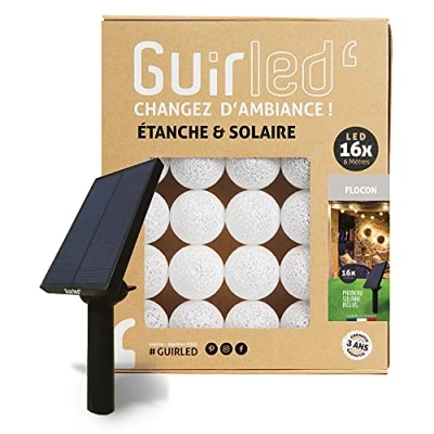 Afbeelding van GuirLED Lichtsnoer met ballen voor buiten IP55 waterdicht Hoog rendement zonnepaneel Automatisch aan/uit 16 bollen 3m Vlok