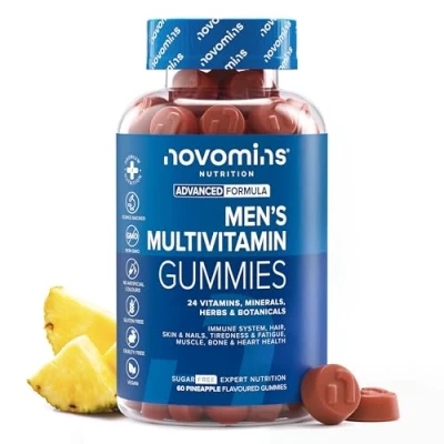 Afbeelding van Multivitamine Gummies voor Mannen Vitamines Vitaminen C, A, Zinc, Ginseng Immuunsysteem, Bot &amp; Spiergezondheid Veganistische Alternatief Tabletten Novomins