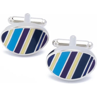 Afbeelding van Manchetknopen Schuin Blauw Geel Paars Emaille