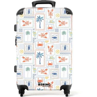 Afbeelding van NoBoringSuitcases.com Grote koffer Kreeft met zomer patroon kleurrijk Reiskoffer 4 wielen Trolley op wieltjes Rolkoffer groot 72 liter Ruimbagage valies 20kg Valiezen voor volwassenen