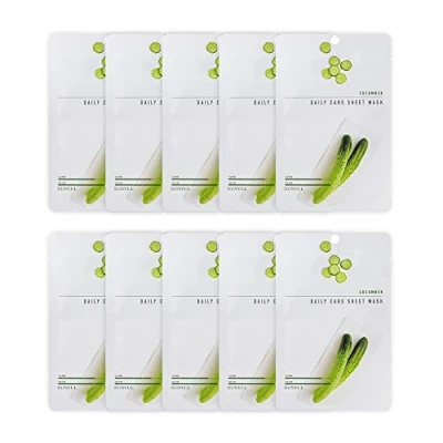 Afbeelding van [Pack van 10] EUNYUL Daily Care Gezichtsmaskers Pack Komkommer 22 ml x 10 Stuks Veganistische Koreaanse Huidverzorging Hypoallergeen Tencelblad &amp; Natuurlijke Ingrediënten