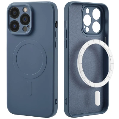 Afbeelding van Apple iPhone 14 Pro Max MagSafe Hoesje Siliconen en TPU (zacht) iMoshion Softcase/Backcover Donkerblauw Telefoonhoesje