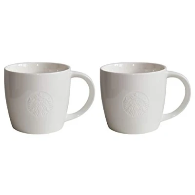 Afbeelding van Starbucks Grande Fore Here Series Set van 2 witte steelglazen, groot/473 ml