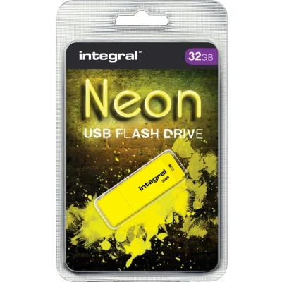 Afbeelding van USB stick 2.0 Integral 32GB neon geel