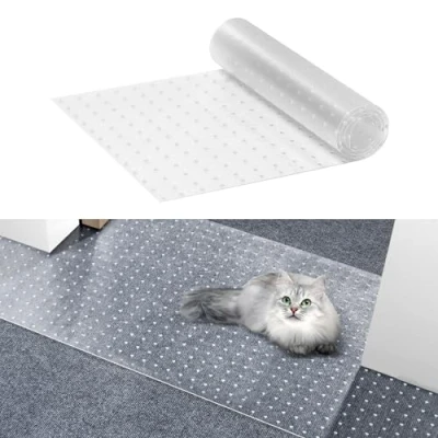 Afbeelding van VEVOR Tapijtbescherming voor huisdieren, 38,1 x 1,22 m, krasbestendige pvc kattentapijtbescherming deurkozijn, antislip kattenkrabmat, gemakkelijk op maat te snijden kunststof tapijtkrasstopper