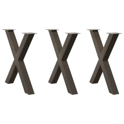 Afbeelding van vidaXL Eettafelpoten 3 st X vormig 70x(72 73) cm staal naturel