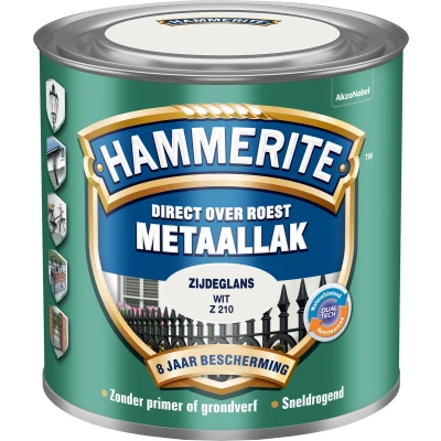 Afbeelding van Hammerite Metaallak Zijdeglans Wit 0,25 liter