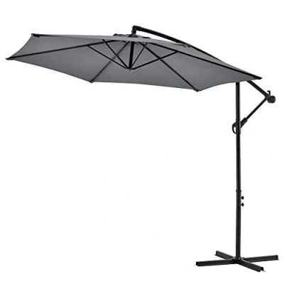 Afbeelding van Zweefparasol staal Ø 270x245 cm incl. kruisvoet grijs