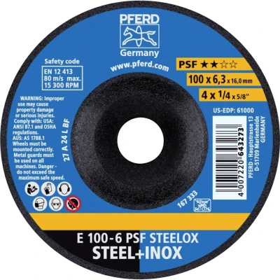 Afbeelding van PFERD 62010720 E 100 6 PSF STEELOX/16,0 Afbraamschijf gebogen Diameter mm Boordiameter 16 RVS, Staal 10 stuk(s)