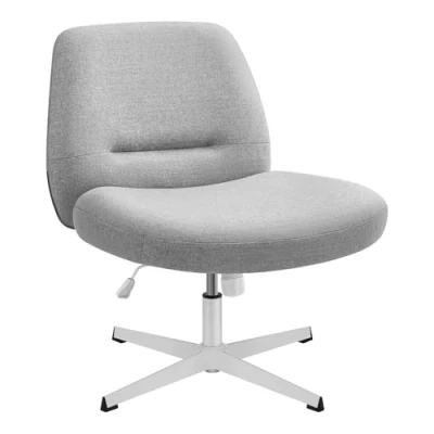 Afbeelding van SONGMICS HOME Kwartelstoel, make up stoel, draaistoel zonder armleuningen, bureaustoel, brede zitting, modern, met kruisonderstel, in hoogte verstelbaar, wipfunctie, duifgrijs OBG046G01