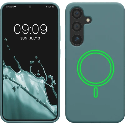 Afbeelding van kwmobile telefoonhoesje geschikt voor Samsung Galaxy S25 Hoesje met magneet compatibel MagSafe Smartphone case in Arctische nacht