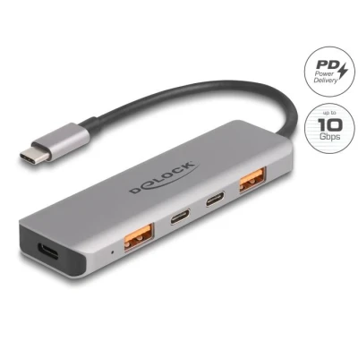 Afbeelding van Delock USB 10 Gbps 2 Port Typ A + Type C™ Hub mit