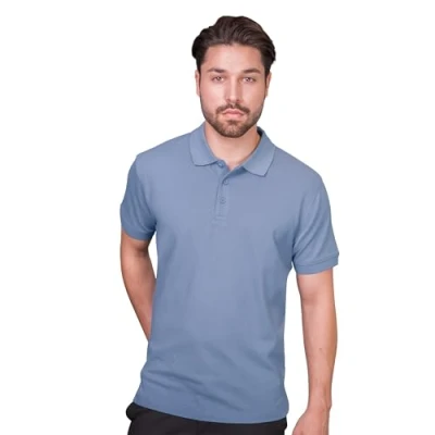 Afbeelding van HRM Heren Heavy Polo I Premium Shirt van 100% Katoen Basic Poloshirt Wasbaar tot 60 C Hoogwaardige &amp; duurzame herenkleding Workwear, hemelsblauw, S