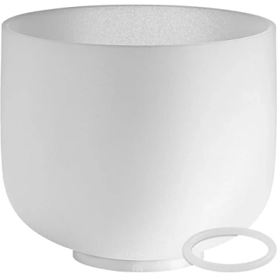 Afbeelding van Sonic Energy Kristallen klankschaal 8 inch kroonchakra 432 Hz tuning, noot B4 voor meditatie, yoga, geluids genezing siliconen ring inbegrepen (CSB8B)