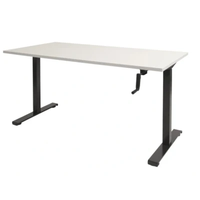 Afbeelding van Dextro slinger zit/sta 180x90cm, hoogte verstelbare werkplek dmv slinger, T poot frame. Frame kleur zwart (RAL9005) en blad krijtwit.