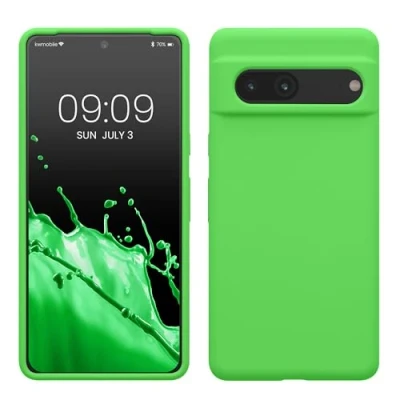 Afbeelding van kwmobile telefoonhoesje geschikt voor Google Pixel 7 Hoesje met siliconen coating Smartphone case in limoengroen