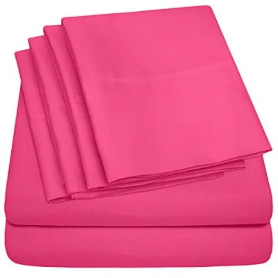 Afbeelding van Kingsize lakens, 6 delige, 1500 draadse Supreme Collection fijn geborstelde microvezel lakenset beddengoed met diepe zak, 2 extra kussenslopen, voordelig, fuchsia