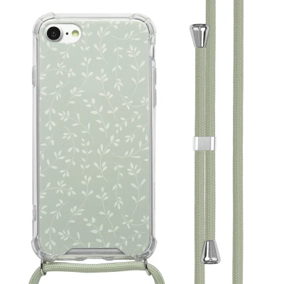 Afbeelding van imoshion Hoesje Geschikt voor iPhone 7 / 8 SE (2020) (2022) Design met Koord Smoke Green Flowers