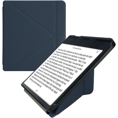 Afbeelding van kwmobile e reader hoesje compatibel Met Kobo Sage hoes standaard Ereader cover van kunstleer In donkerblauw