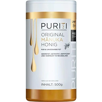Afbeelding van PURITI Manuka honing MGO 200+ 500g uit Nieuw Zeeland met gecertificeerd methylglyoxal gehalte laboratoriumgetest, directe import, zuiver natuurproduct, vrij van additieven