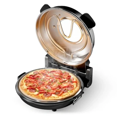 Afbeelding van Pizzaoven met keramische steenplaat Ø32cm en kijkvenster 2 verwarmingselementen max. 400C timer