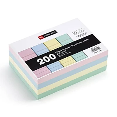 Afbeelding van Indexkaart Miquelrius gelinieerd, 105 x 148 mm, pastelkleuren, 200 stuks