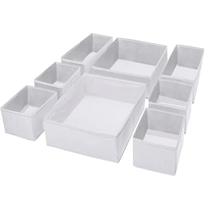 Afbeelding van Puricon Lade organizers Opbergdoos voor Ondergoed Kleding, Opvouwbare Kledingkast kast Divider Cubes Containers Ondergoed, bh&#039;s, Sokken, Sjaals en Stropdassen Wit