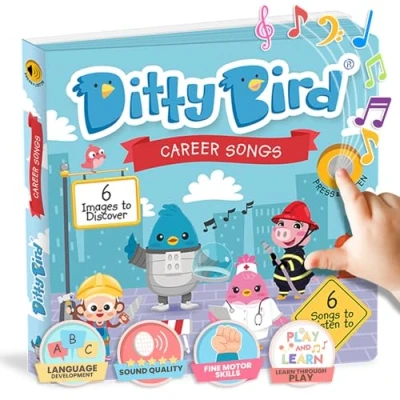 Afbeelding van DITTY BIRD Career Songs Kinderliedjes geluidenboek Babyspeelgoed Met muziek en geluid. 6 geluidsknoppen om Engels te leren. Perfect voor kinderen vanaf 1 jaar die tweetalig worden opgevoed.