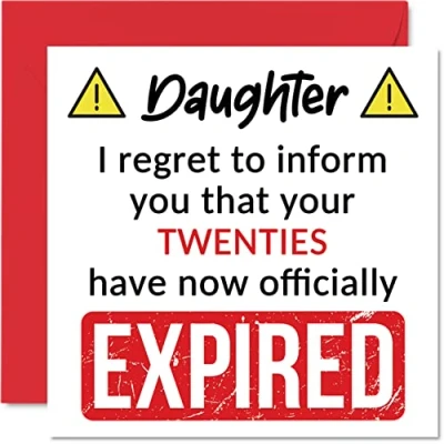 Afbeelding van Grappige 30e verjaardagskaarten voor dochter je twintiger jaren zijn verlopen Happy Birthday Card van mama papa ouders, 145mm x Banter Joke Humor Bday wenskaarten cadeau