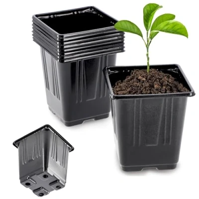 Afbeelding van KADAX Bloempot voor zaailingen, kunststof kweekpotten, zaadpotten, bloempotten plastic pot (9,1 cm, 9 stuks, zwart)