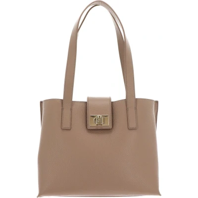 Afbeelding van FURLA Leren Schoudertas 1927 Soft Tote 28 Greige Taupe