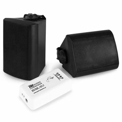 Afbeelding van Power Dynamics BT10 versterker met Bluetooth en 2x buiten speakers (4&quot;