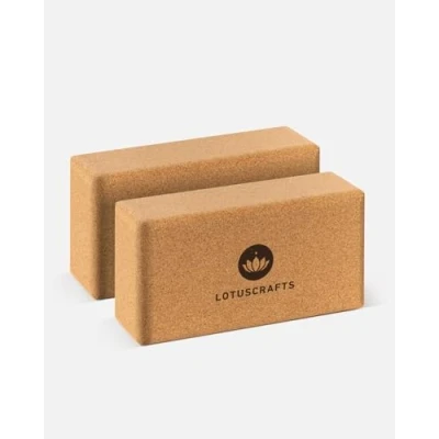 Afbeelding van Lotuscrafts® yogablokken van kurk, set 2 stuks, of afzonderlijke yogablokken, gemaakt in Portugal, voor beginners en gevorderden, yogablok verschillende maten je