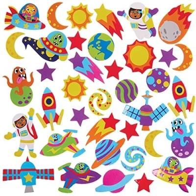 Afbeelding van Baker Ross FX140 Zonnestelsel schuim Stickers Pak van 100, voor Kunst en Knutselen, 3D Stickers, kaarten, Papier, Scrapbook Collage
