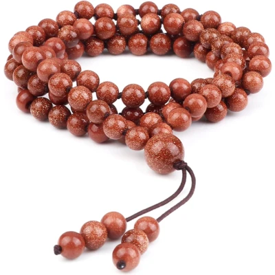 Afbeelding van Marama Mala armband Sandstone oranje zandsteen elastisch ketting 108 kralen natuursteen