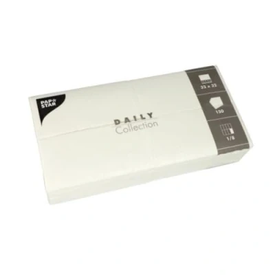 Afbeelding van PAPSTAR 150 servetten &#039;Daily Collection&#039; 1/8 vouw 32 cm x wit
