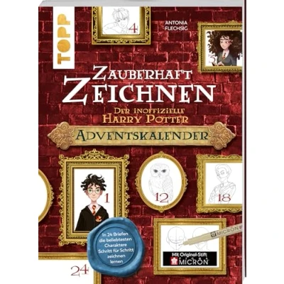 Afbeelding van Zauberhaft Zeichnen. Der inoffizielle Harry Potter Adventskalender: Die beliebtesten Charaktere Schritt für zeichnen lernen. Mappe mit 24 Briefen und Original Stift Pigma Micron von Sakura