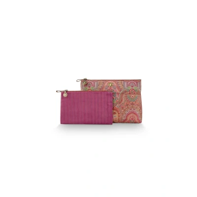 Afbeelding van Pip Studio Caryn Make up Tasje Dames Toilettas Jabali Blauw Set van 2